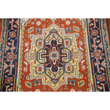 Geometric Heriz-Serapi Accent Rug Handmade Orange Wool Carpet - 3'0"x 5'7"