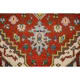 Geometric Heriz-Serapi Accent Rug Handmade Orange Wool Carpet - 3'0"x 5'7"