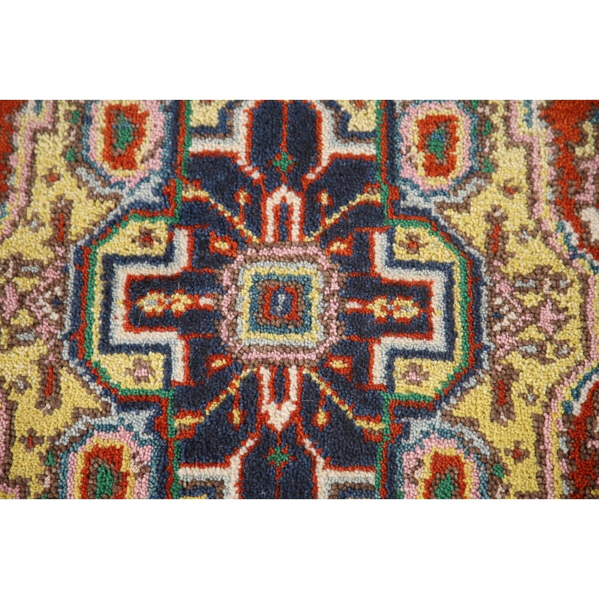 Geometric Heriz-Serapi Accent Rug Handmade Orange Wool Carpet - 3'0"x 5'7"