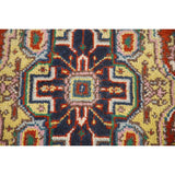 Geometric Heriz-Serapi Accent Rug Handmade Orange Wool Carpet - 3'0"x 5'7"