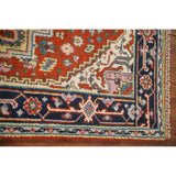 Geometric Heriz-Serapi Accent Rug Handmade Orange Wool Carpet - 3'0"x 5'7"