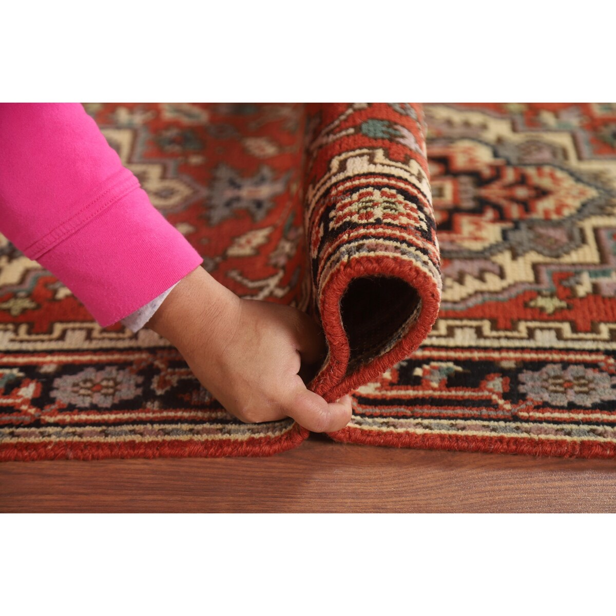 Geometric Heriz Serapi Indo Runner Rug Handmade Wool Carpet - 2'5" x 8'3"