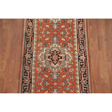 Geometric Heriz Serapi Indo Runner Rug Handmade Wool Carpet - 2'5" x 8'3"