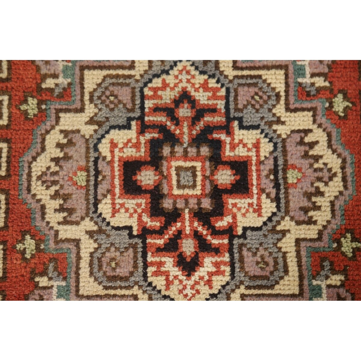 Geometric Heriz Serapi Indo Runner Rug Handmade Wool Carpet - 2'5" x 8'3"