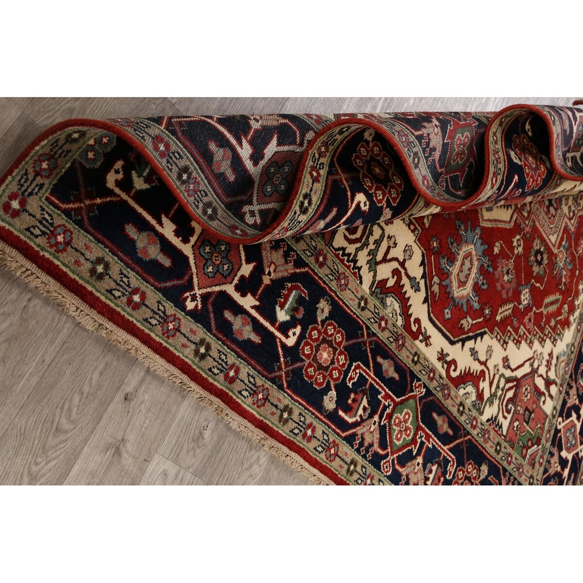 Geometric Heriz Serapi Oriental Dining Room Area Rug Hand-Knotted - 8'0" x 10'0"