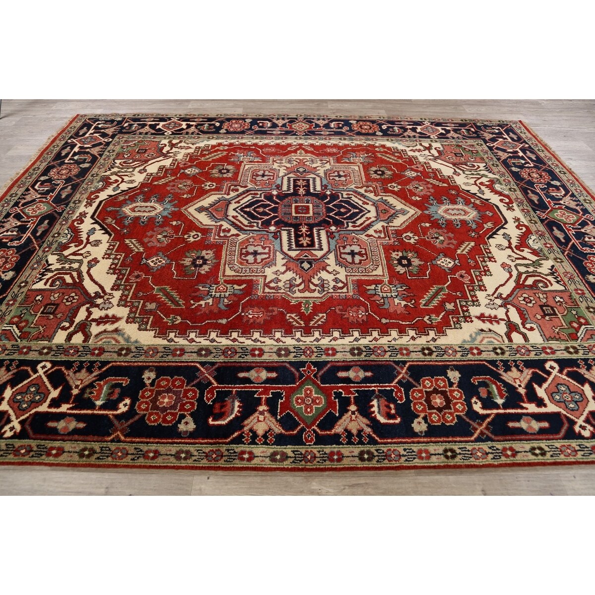 Geometric Heriz Serapi Oriental Dining Room Area Rug Hand-Knotted - 8'0" x 10'0"