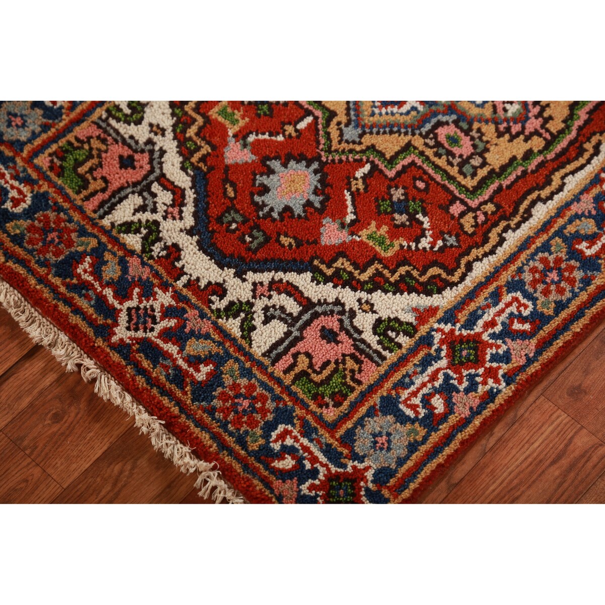 Geometric Heriz Serapi Oriental Foyer Rug Handmade Orange Wool Carpet - 2'0" x 3'0"