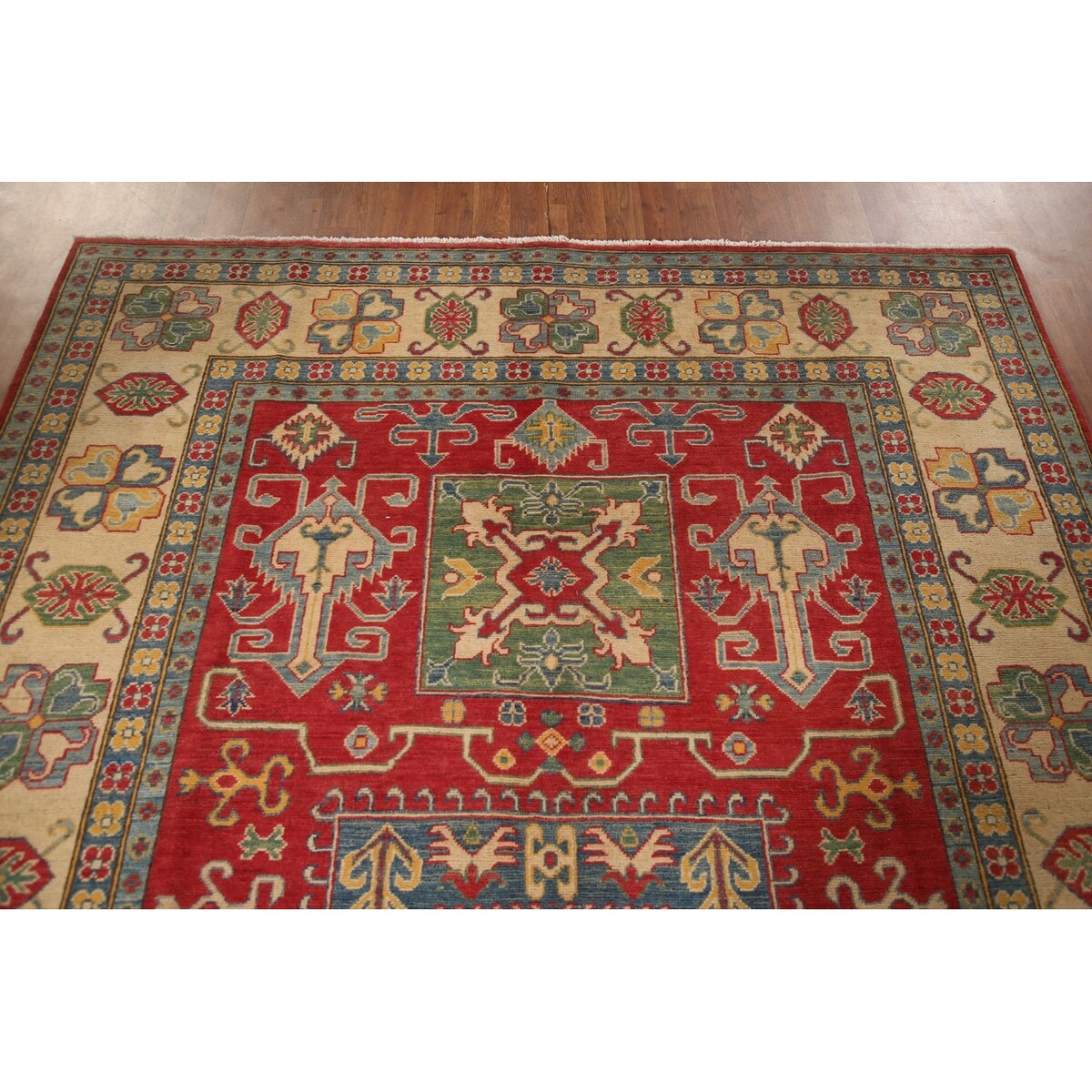 Geometric Kazak Oriental Area Rug Handmade Bedroom Wool Carpet - 6'7" x 10'0"
