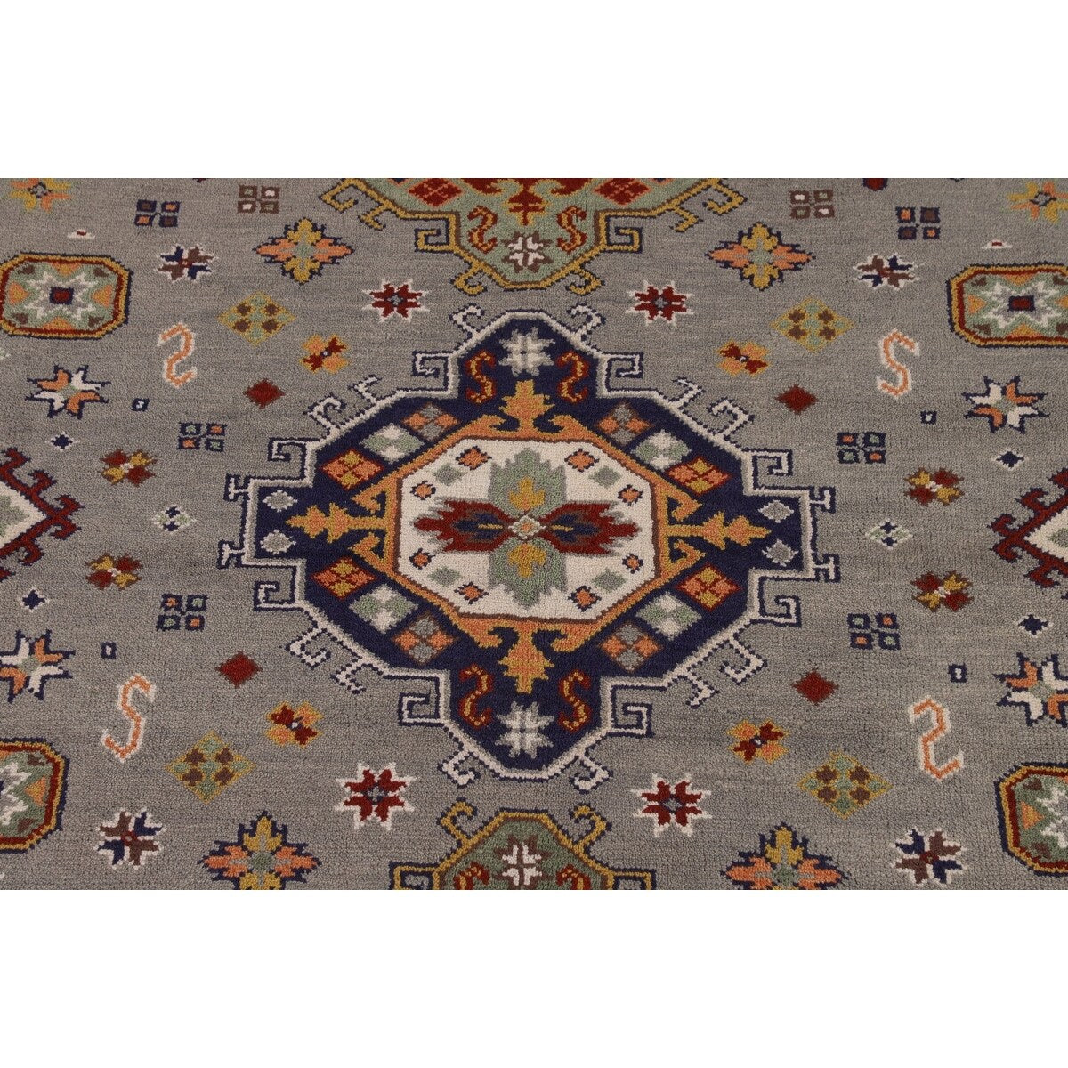 Geometric Kazak Oriental Area Rug Handmade Wool Carpet - 8'0" x 10'1"