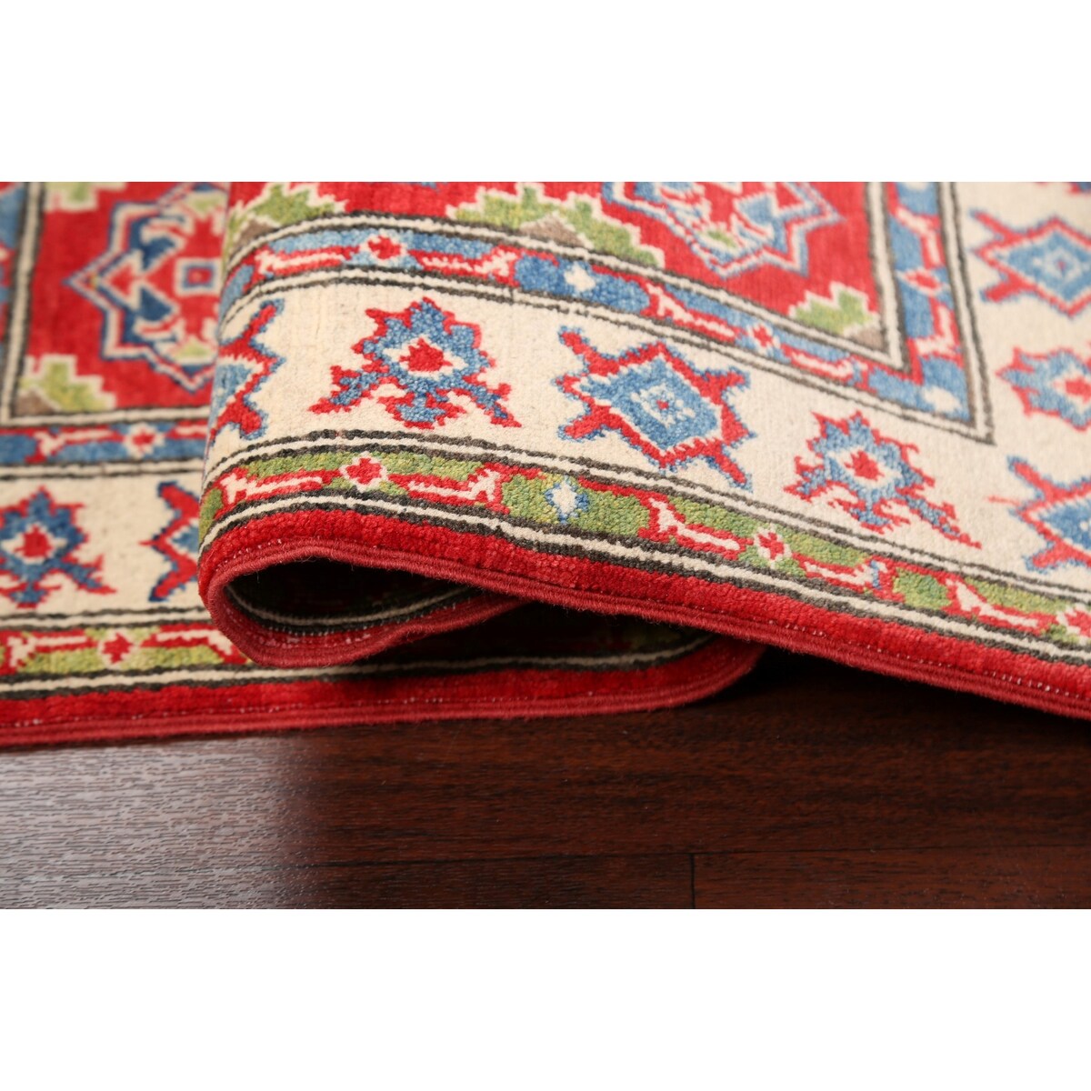 Geometric Kazak Oriental Traditional Area Rug Wool Hand-knotted Carpet - 2'8" x 4'0"