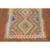 Geometric Kilim Area Rug Reversible Flatweave Oriental Wool Carpet - 3'3"x 5'1"