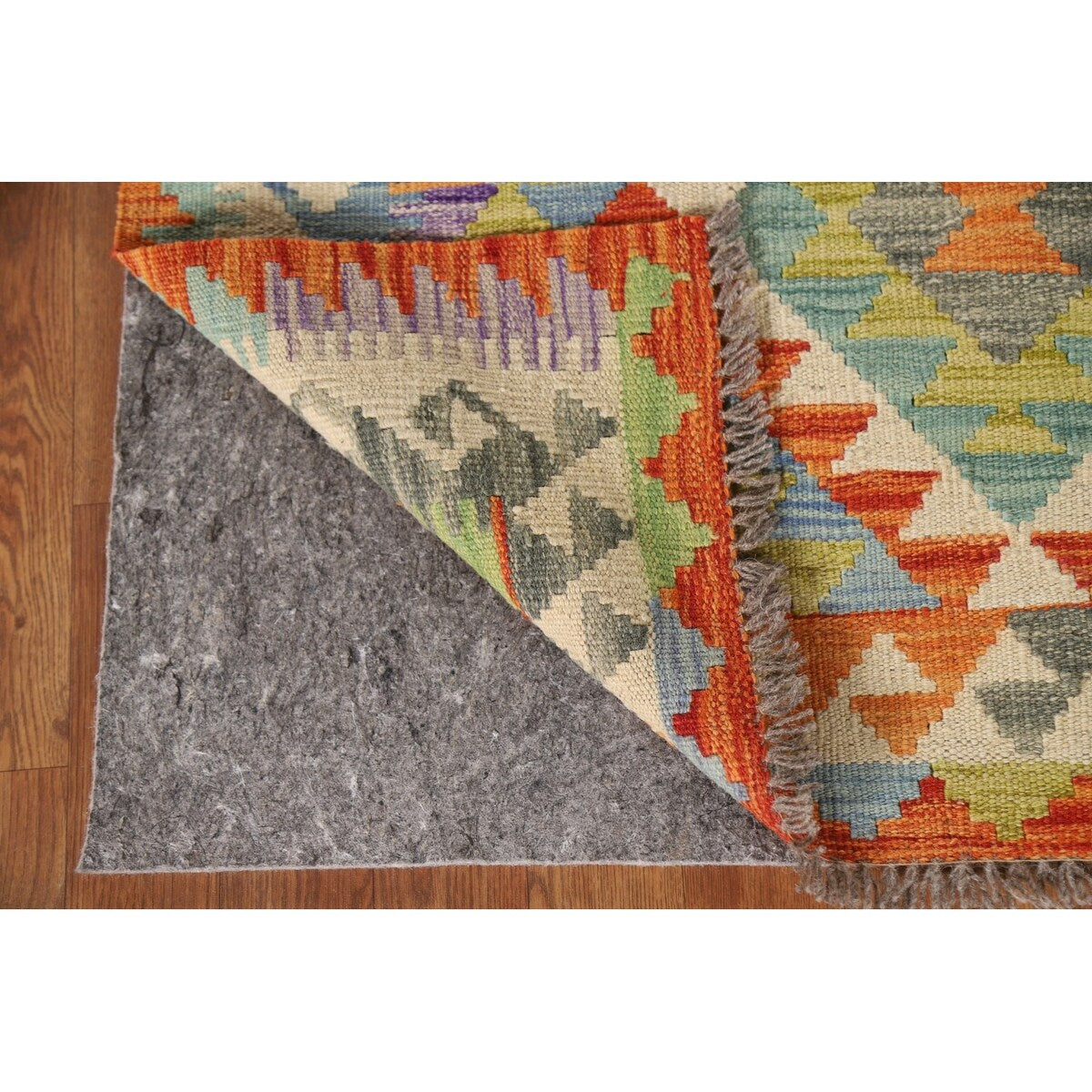 Geometric Kilim Area Rug Reversible Flatweave Oriental Wool Carpet - 3'3"x 5'1"