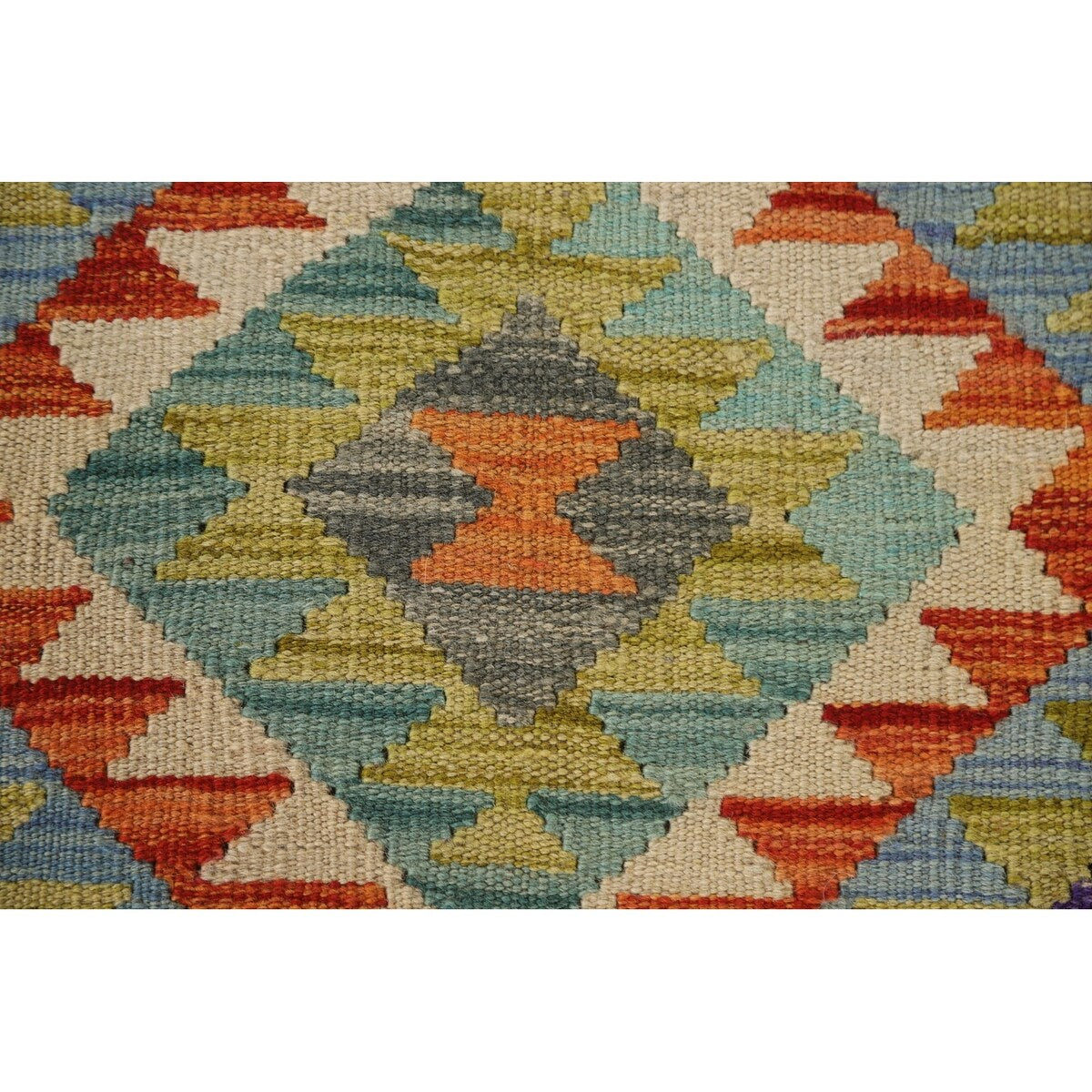 Geometric Kilim Area Rug Reversible Flatweave Oriental Wool Carpet - 3'3"x 5'1"