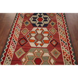 Geometric Kilim Qashqai Nomadic Persian Antique Flatweave Wool Carpet - 4'2"x 6'9"