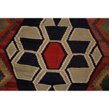 Geometric Kilim Qashqai Nomadic Persian Antique Flatweave Wool Carpet - 4'2"x 6'9"