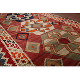 Geometric Kilim Qashqai Nomadic Persian Antique Flatweave Wool Carpet - 4'2"x 6'9"