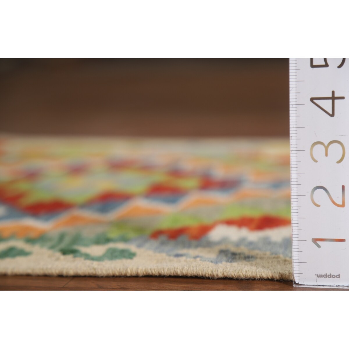 Geometric Kilim Reversible Accent Rug Flatweave Wool Carpet - 1'11"x 3'1"