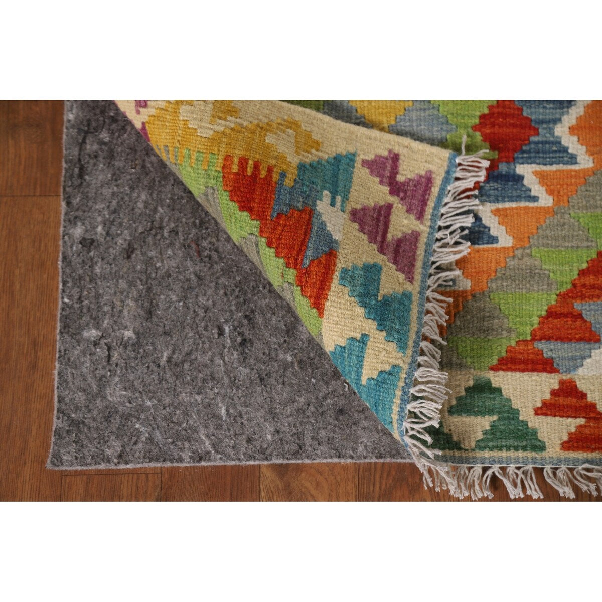 Geometric Kilim Reversible Accent Rug Flatweave Wool Carpet - 1'11"x 3'1"