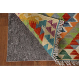 Geometric Kilim Reversible Accent Rug Flatweave Wool Carpet - 1'11"x 3'1"