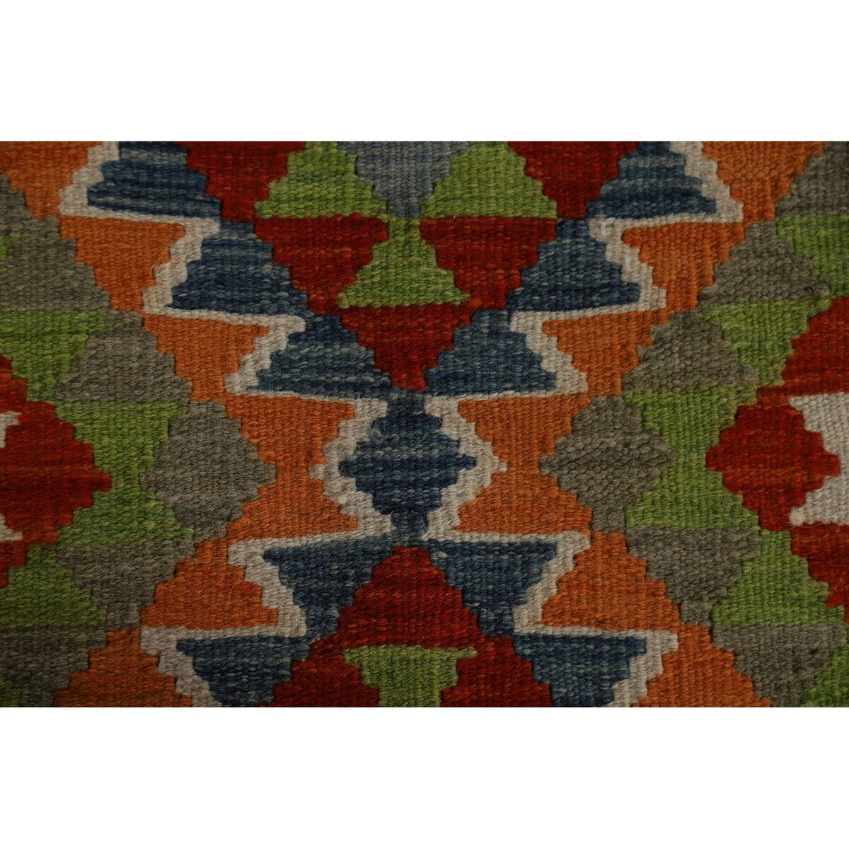 Geometric Kilim Reversible Accent Rug Flatweave Wool Carpet - 1'11"x 3'1"