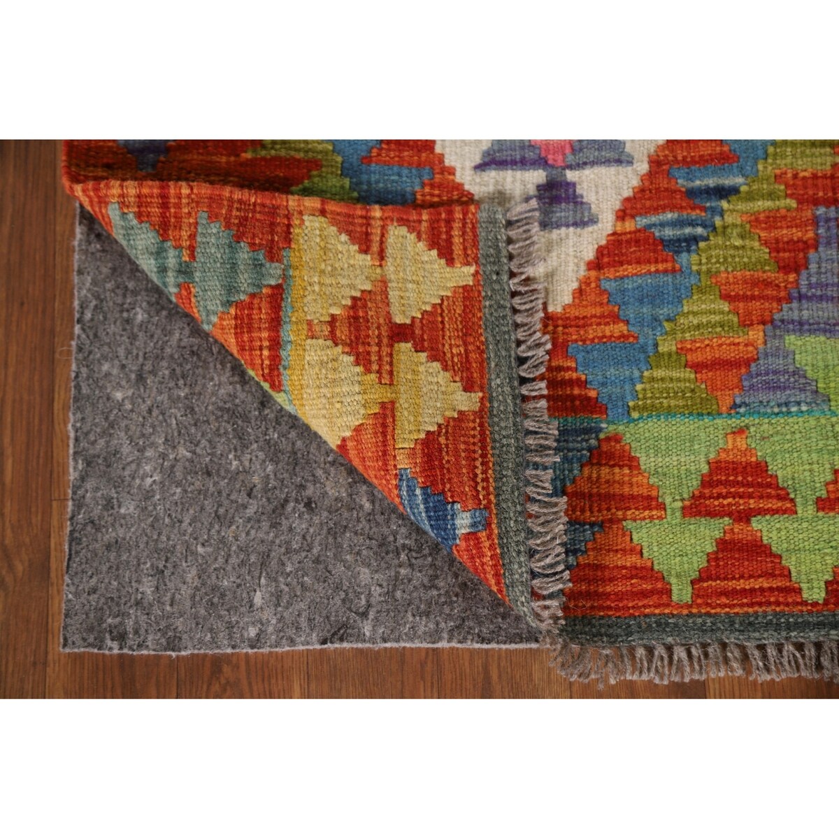 Geometric Kilim Rug Reversible Flatweave Wool Carpet - 2'2"x 3'3"