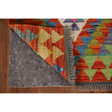 Geometric Kilim Rug Reversible Flatweave Wool Carpet - 2'2"x 3'3"