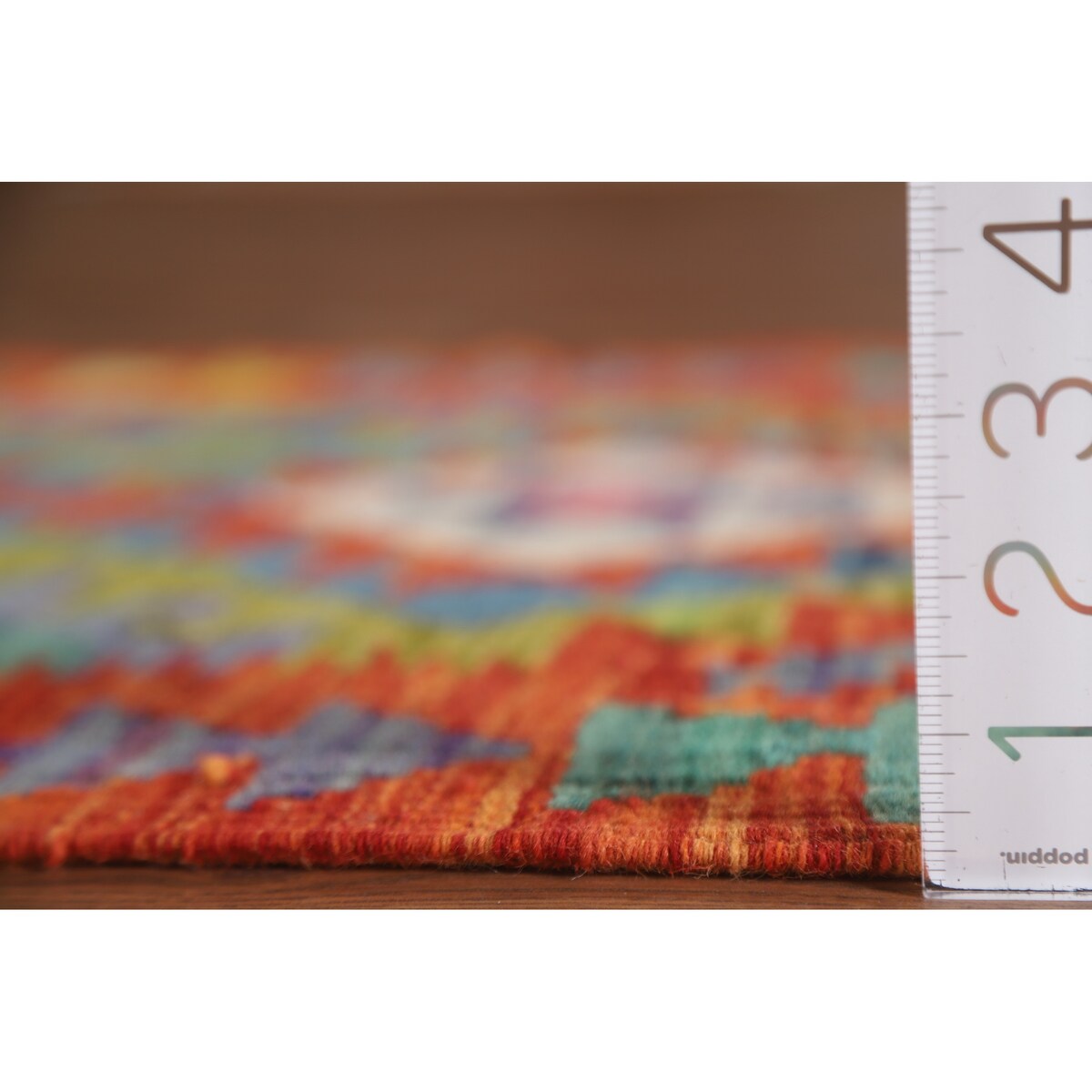 Geometric Kilim Rug Reversible Flatweave Wool Carpet - 2'2"x 3'3"