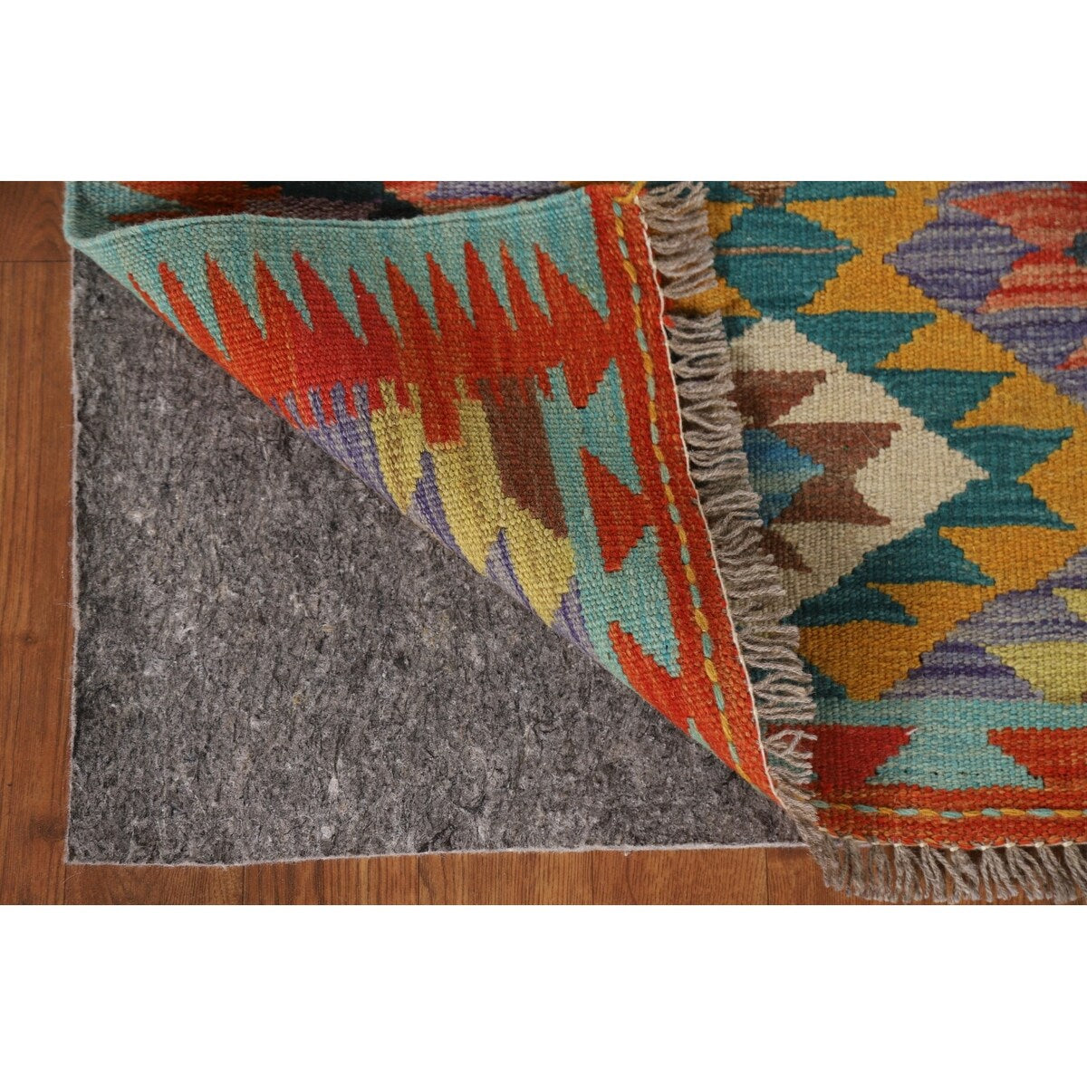 Geometric Kilim Runner Rug Flatweave Oriental Wool Carpet - 2'2"x 6'7"