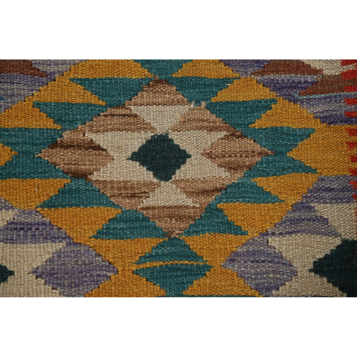 Geometric Kilim Runner Rug Flatweave Oriental Wool Carpet - 2'2"x 6'7"