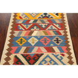 Geometric Kilim Shiraz Persian Area Rug Flat-Woven Kitchen Size Carpet - 2'9" x 3'10"