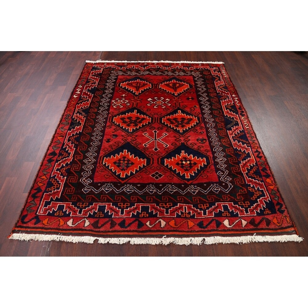 Oriental Lori Shiraz Hand Knotted Persian Carpet Area Rug - 6'8" x 5'7"