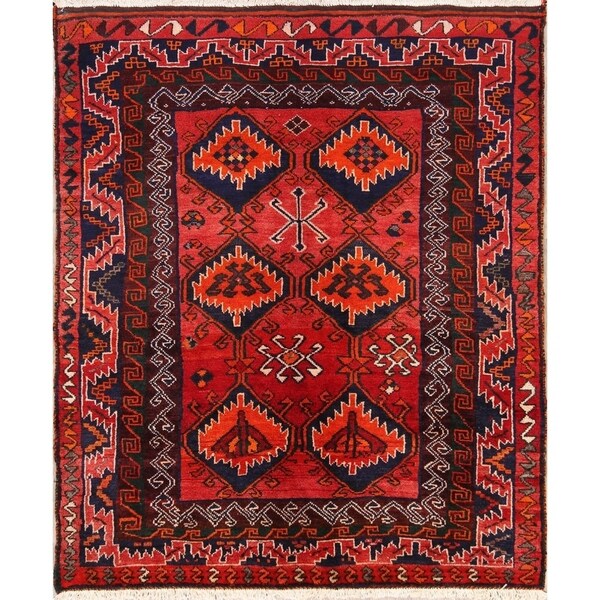 Oriental Lori Shiraz Hand Knotted Persian Carpet Area Rug - 6'8" x 5'7"