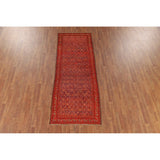 Geometric Malayer Antique Persian Runner Rug Handmade Wool Carpet - 3'3" x 9'2"
