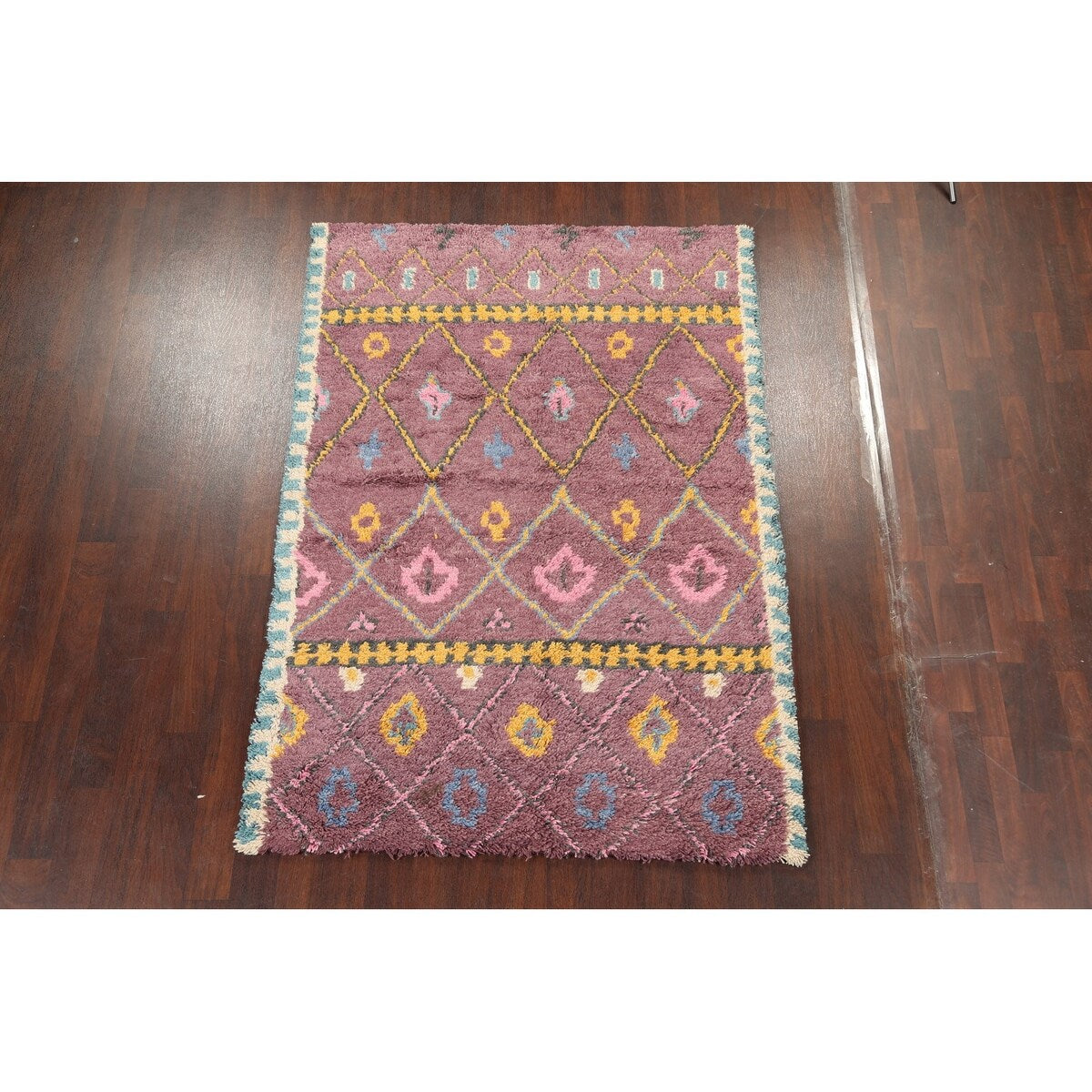 Geometric Modern Oriental Moroccan Area Rug Hand-knotted Wool Carpet - 5'3" x 7'6"