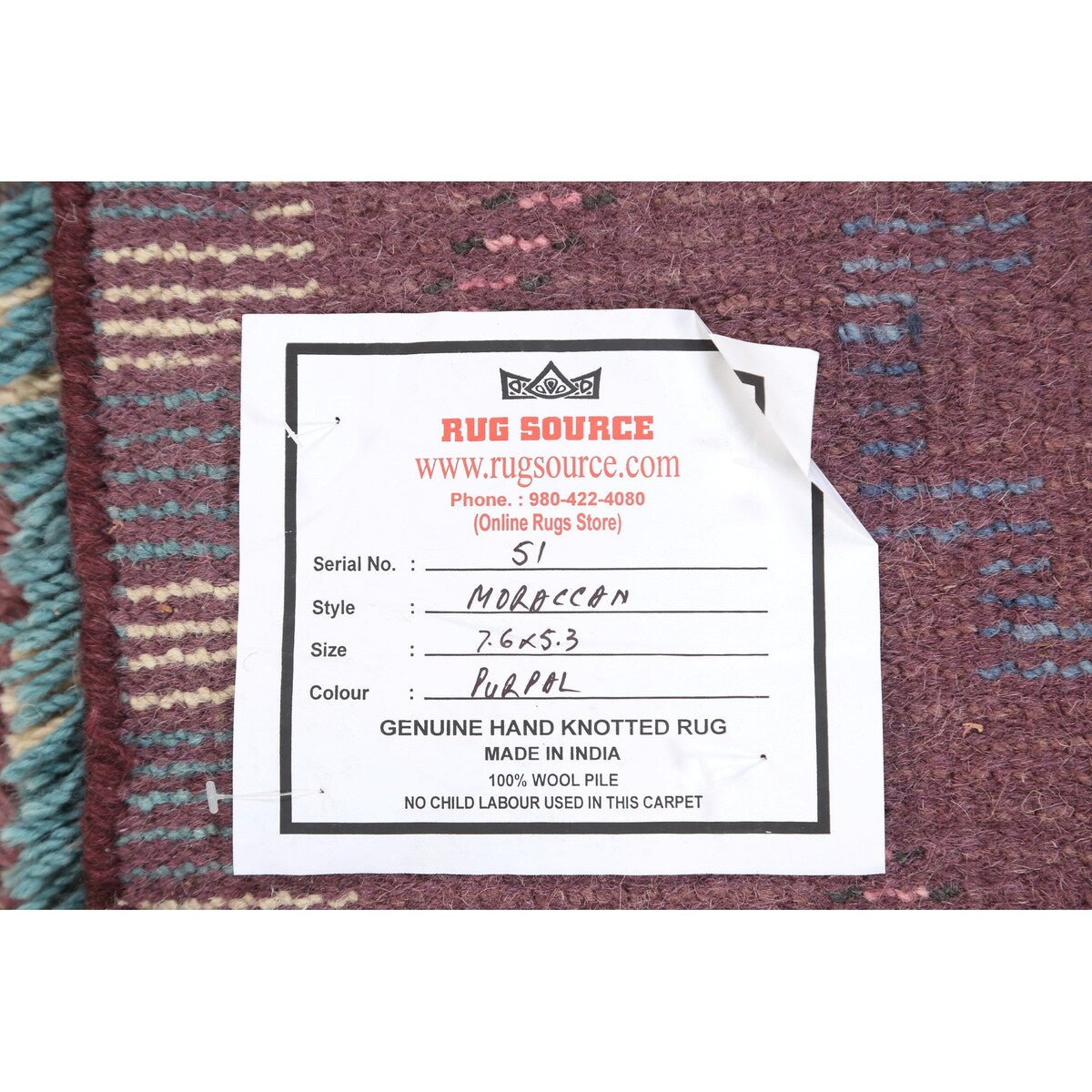 Geometric Modern Oriental Moroccan Area Rug Hand-knotted Wool Carpet - 5'3" x 7'6"