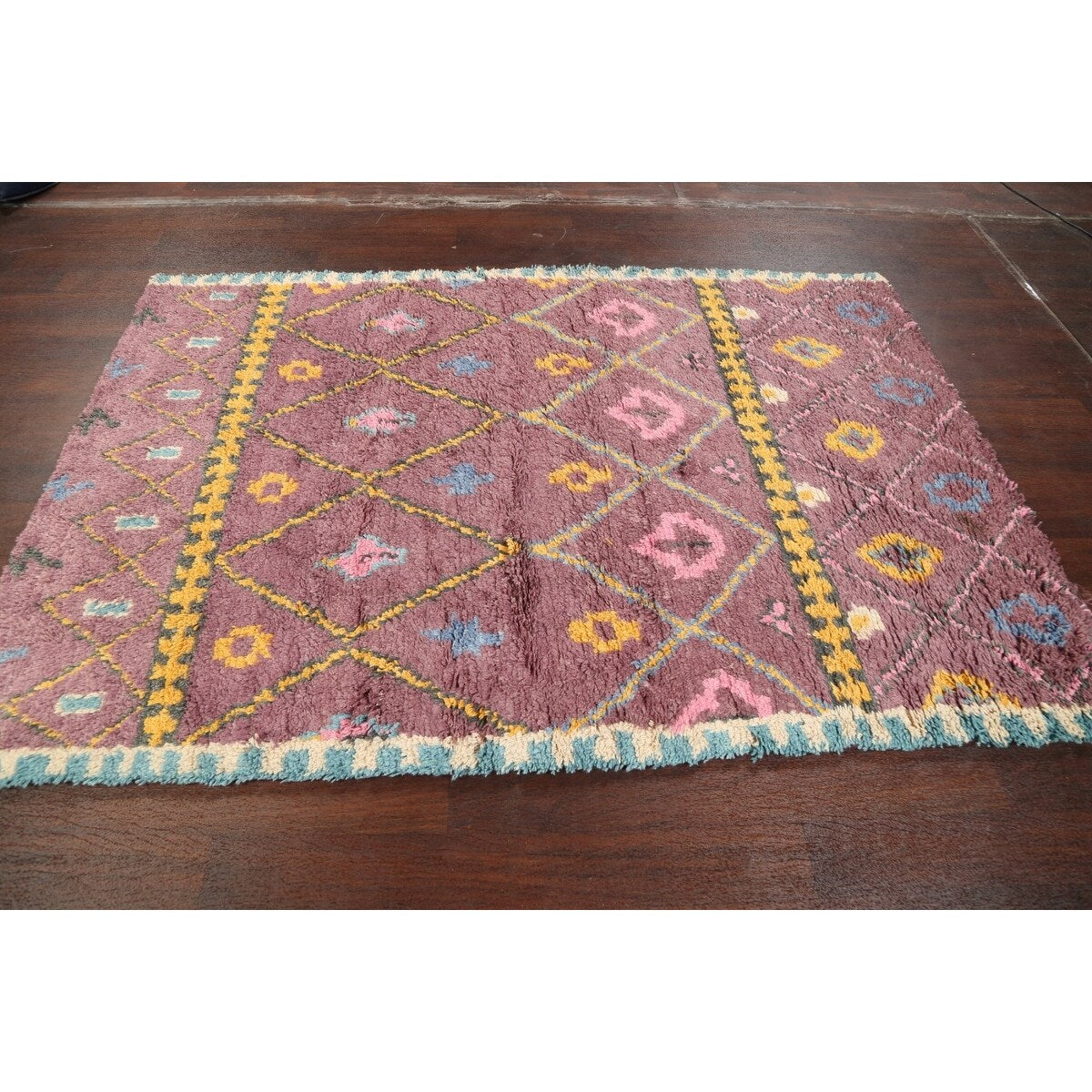 Geometric Modern Oriental Moroccan Area Rug Hand-knotted Wool Carpet - 5'3" x 7'6"