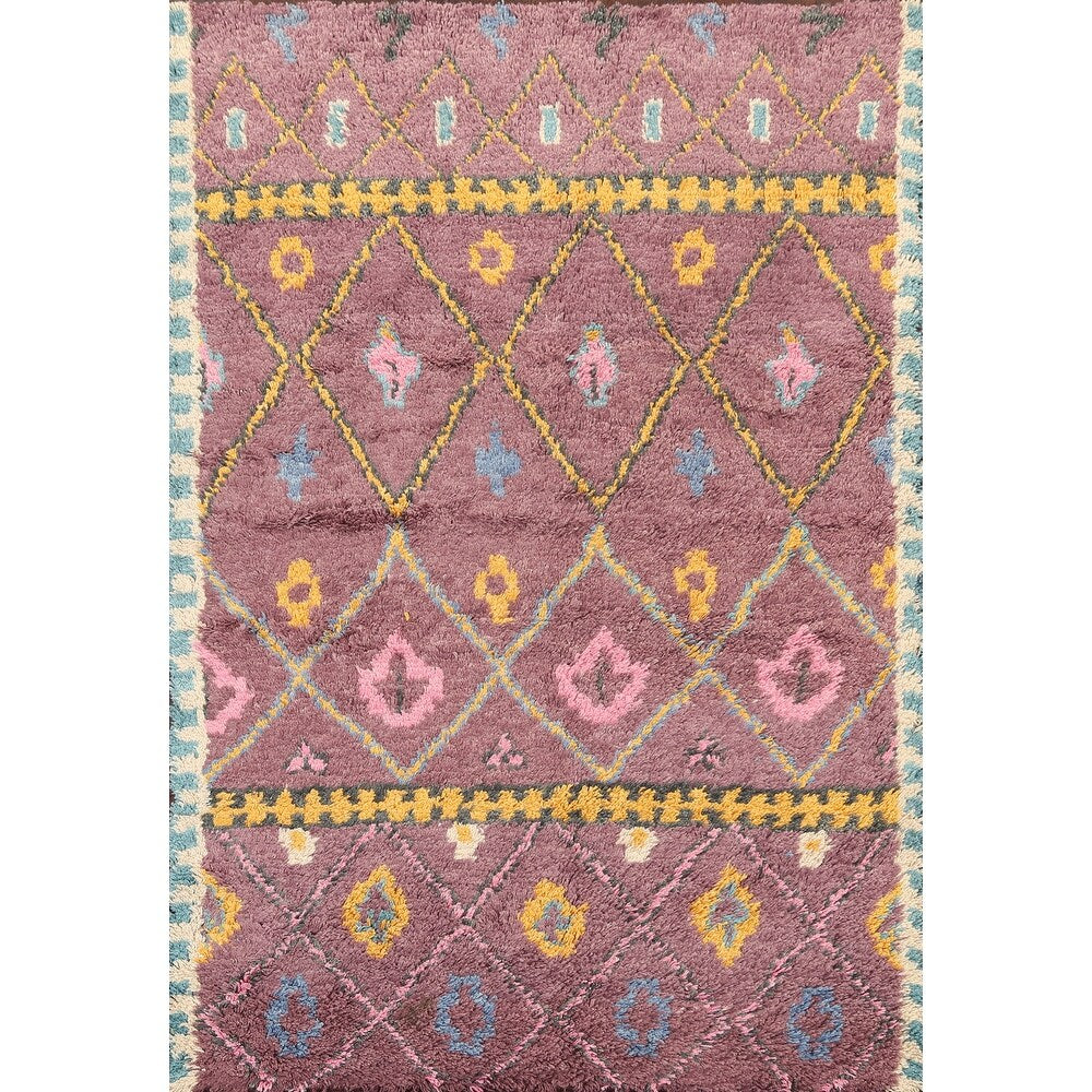 Geometric Modern Oriental Moroccan Area Rug Hand-knotted Wool Carpet -