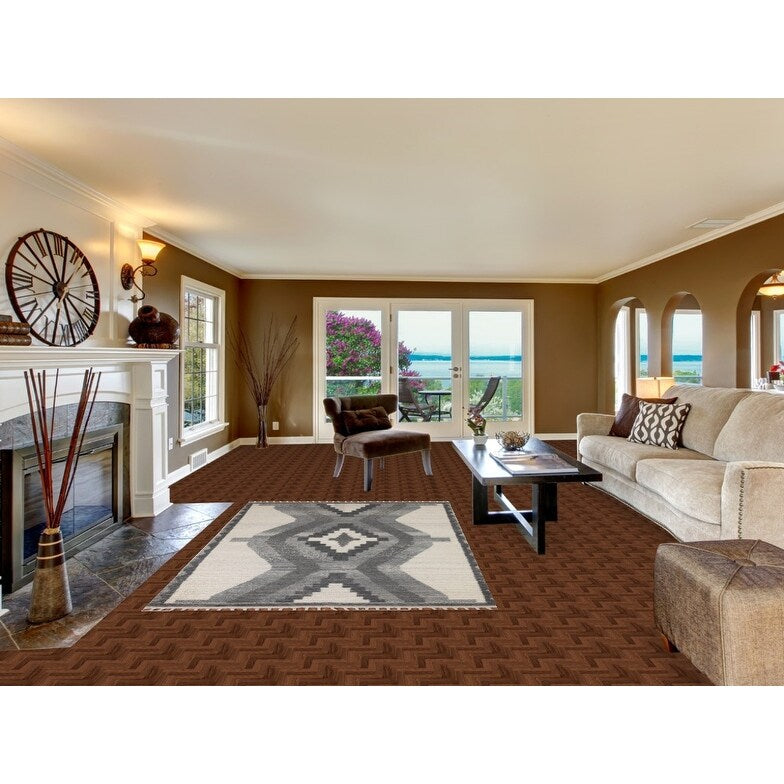 Geometric Moroccan Area Rug Bedroom Hand-Knotted Wool Carpet - 5'1" x 8'0"