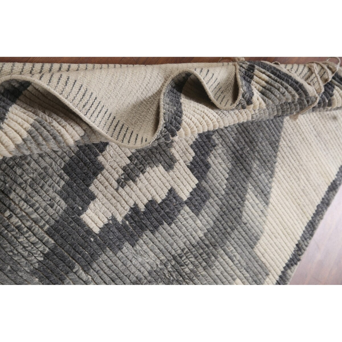 Geometric Moroccan Area Rug Bedroom Hand-Knotted Wool Carpet - 5'1" x 8'0"