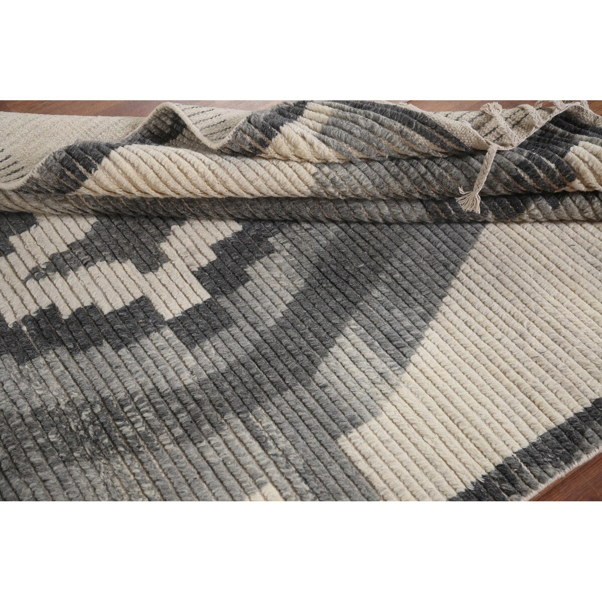 Geometric Moroccan Area Rug Bedroom Hand-Knotted Wool Carpet - 5'1" x 8'0"