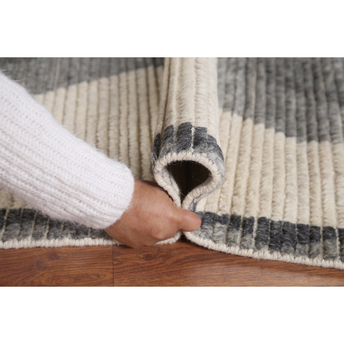 Geometric Moroccan Area Rug Bedroom Hand-Knotted Wool Carpet - 5'1" x 8'0"