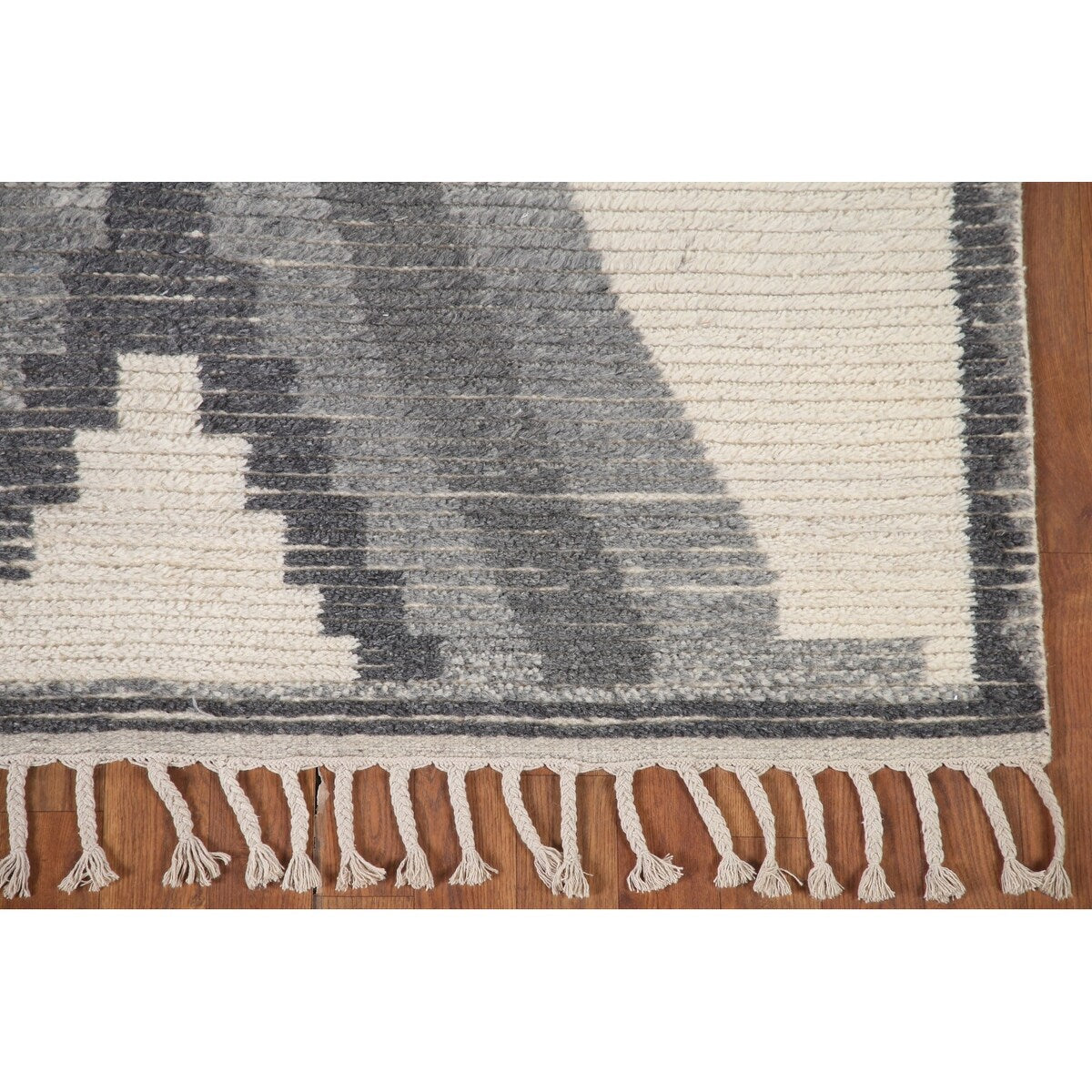 Geometric Moroccan Area Rug Bedroom Hand-Knotted Wool Carpet - 5'1" x 8'0"