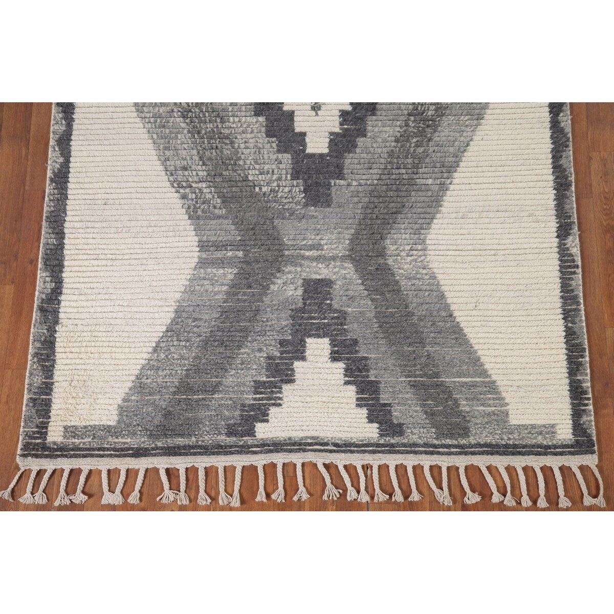 Geometric Moroccan Area Rug Bedroom Hand-Knotted Wool Carpet - 5'1" x 8'0"