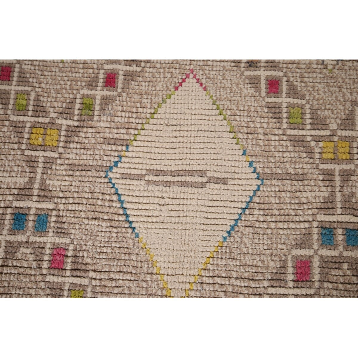 Geometric Moroccan Area Rug Hand-Knotted Oriental Wool Carpet - 5'7"x 10'0"