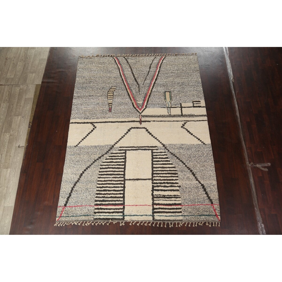 Geometric Moroccan Oriental Area Rug Wool Handmade Living Room Carpet - 7'11" x 10'6"