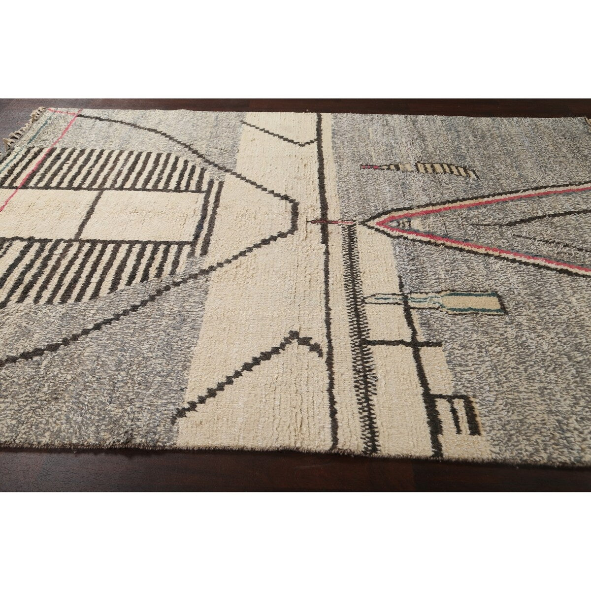 Geometric Moroccan Oriental Area Rug Wool Handmade Living Room Carpet - 7'11" x 10'6"