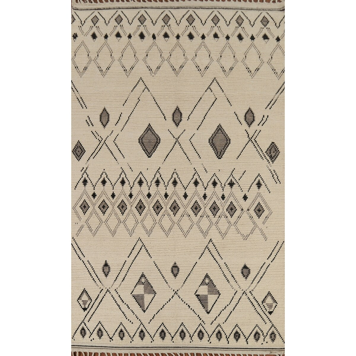 Geometric Moroccan Rug Hand-Knotted Bedroom Wool Carpet - 6'0"x 9'9"