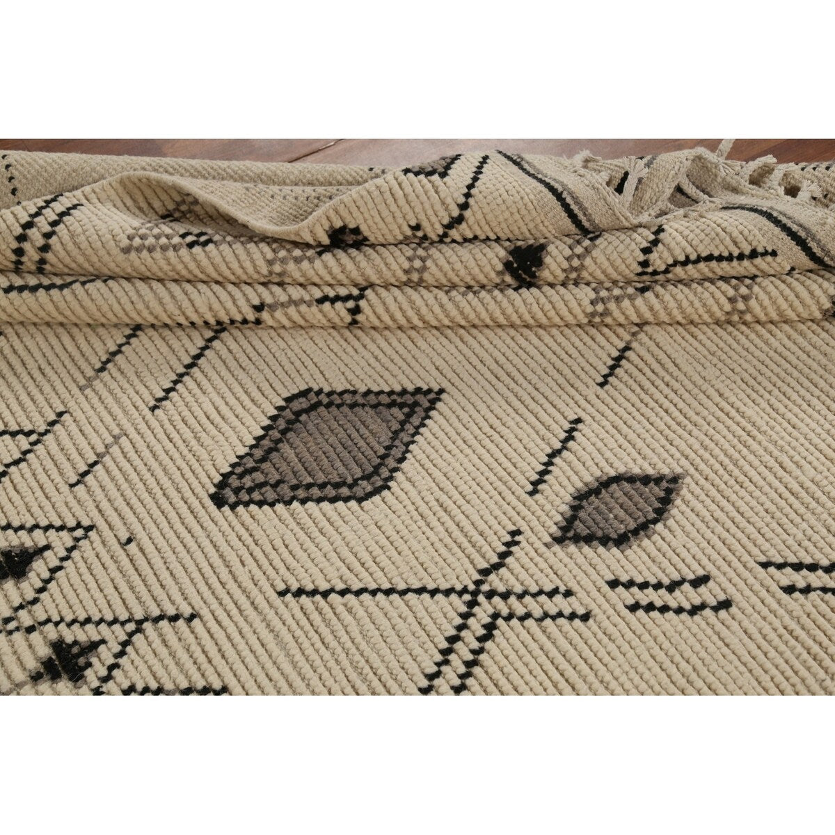 Geometric Moroccan Rug Hand-Knotted Bedroom Wool Carpet - 6'0"x 9'9"