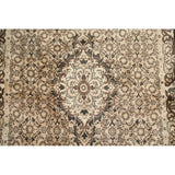 Geometric Muted Tabriz Hand Knotted Wool Vintage Persian Rug - 9'10" x 2'10" runner