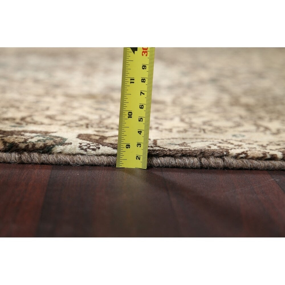 Geometric Muted Tabriz Hand Knotted Wool Vintage Persian Rug - 9'10" x 2'10" runner